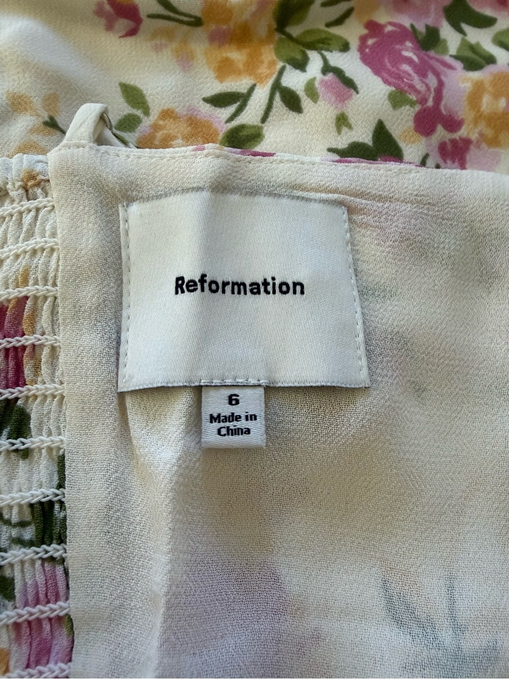 NEW Reformation Milica Midi Dress Posy Cream Pink Floral | US 6 UK 10 - Picture 14 of 16